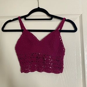 Pink crochet festival top